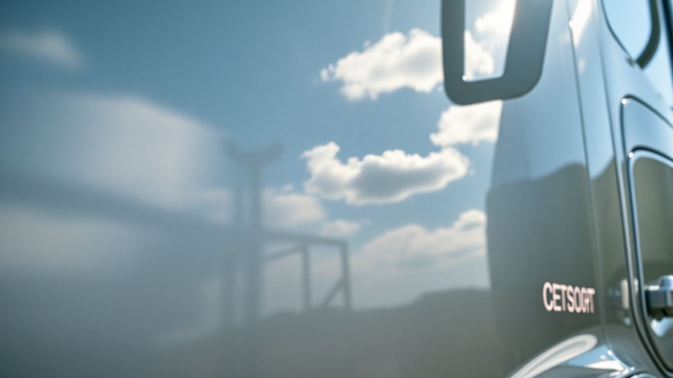 Caminhão polido com brilho impecável.