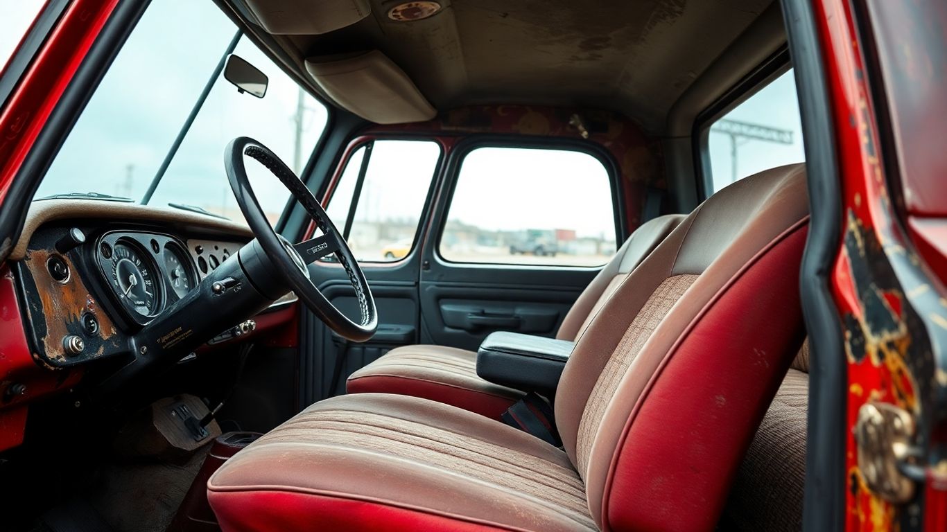 Cabine de caminhão em restauração