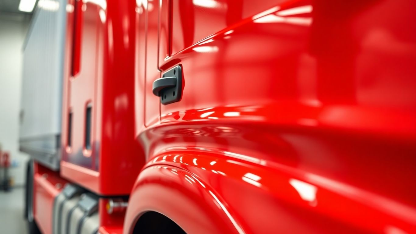 Pintura de caminhão com acabamento perfeito.